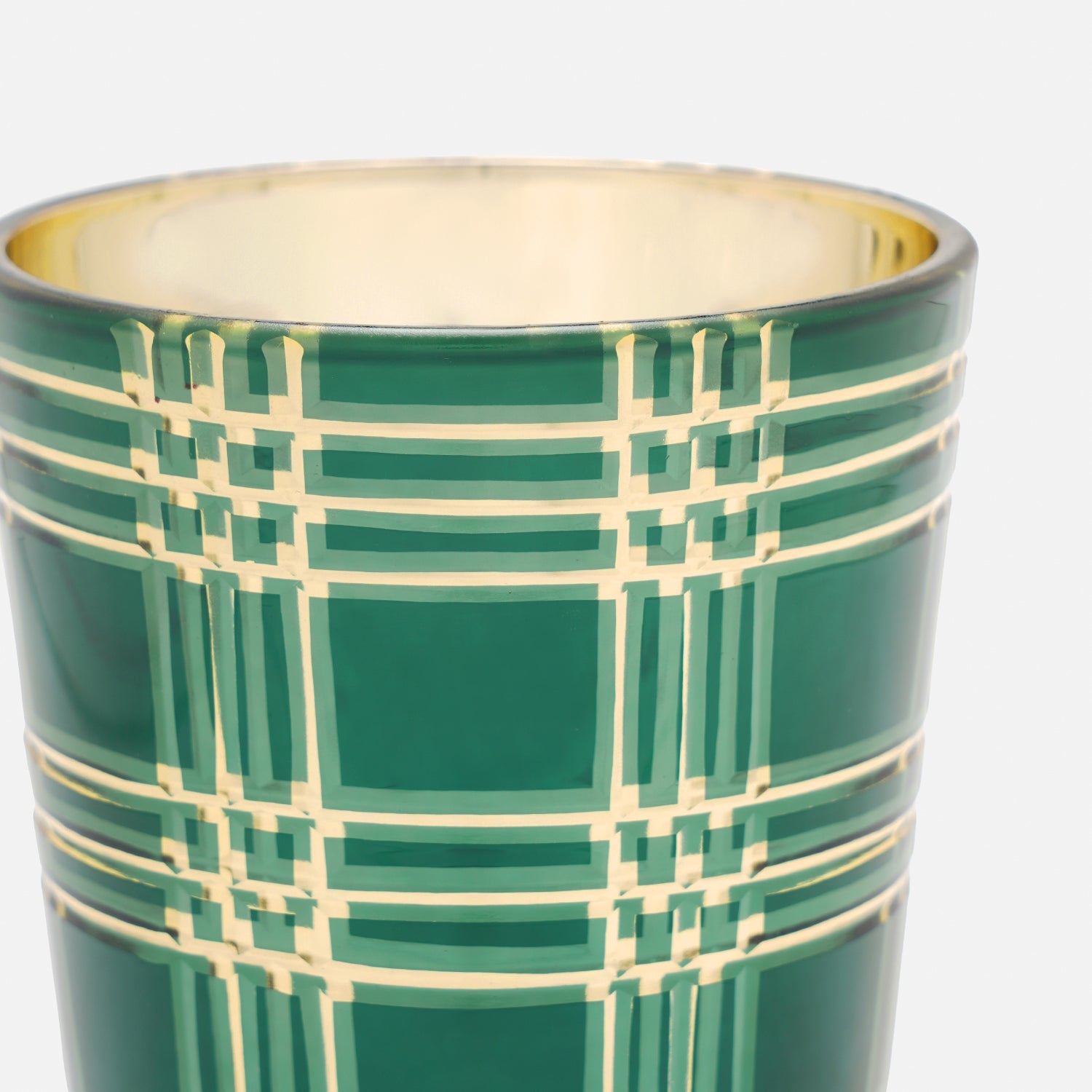 Set of 4 Green and Gold Cut Pattern Votives