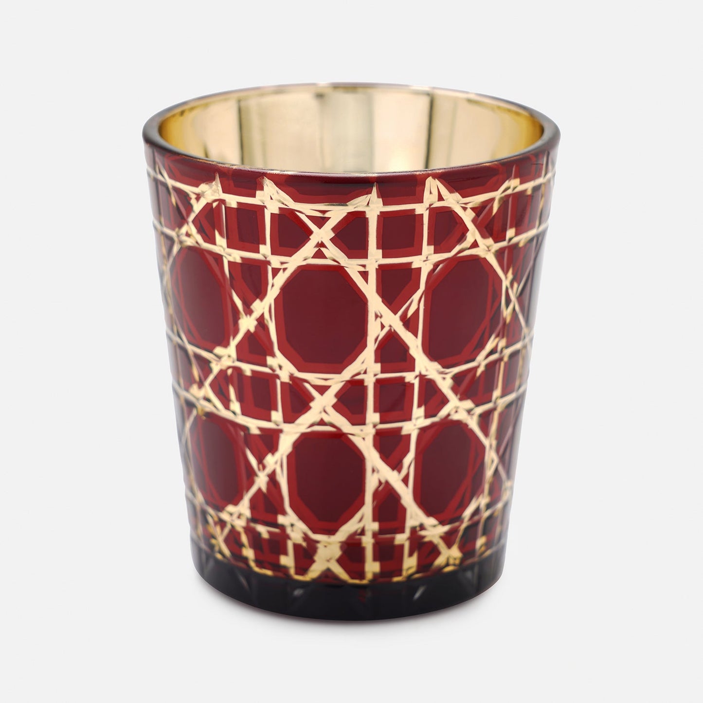 Set of 4 Red and Gold Cut Votives