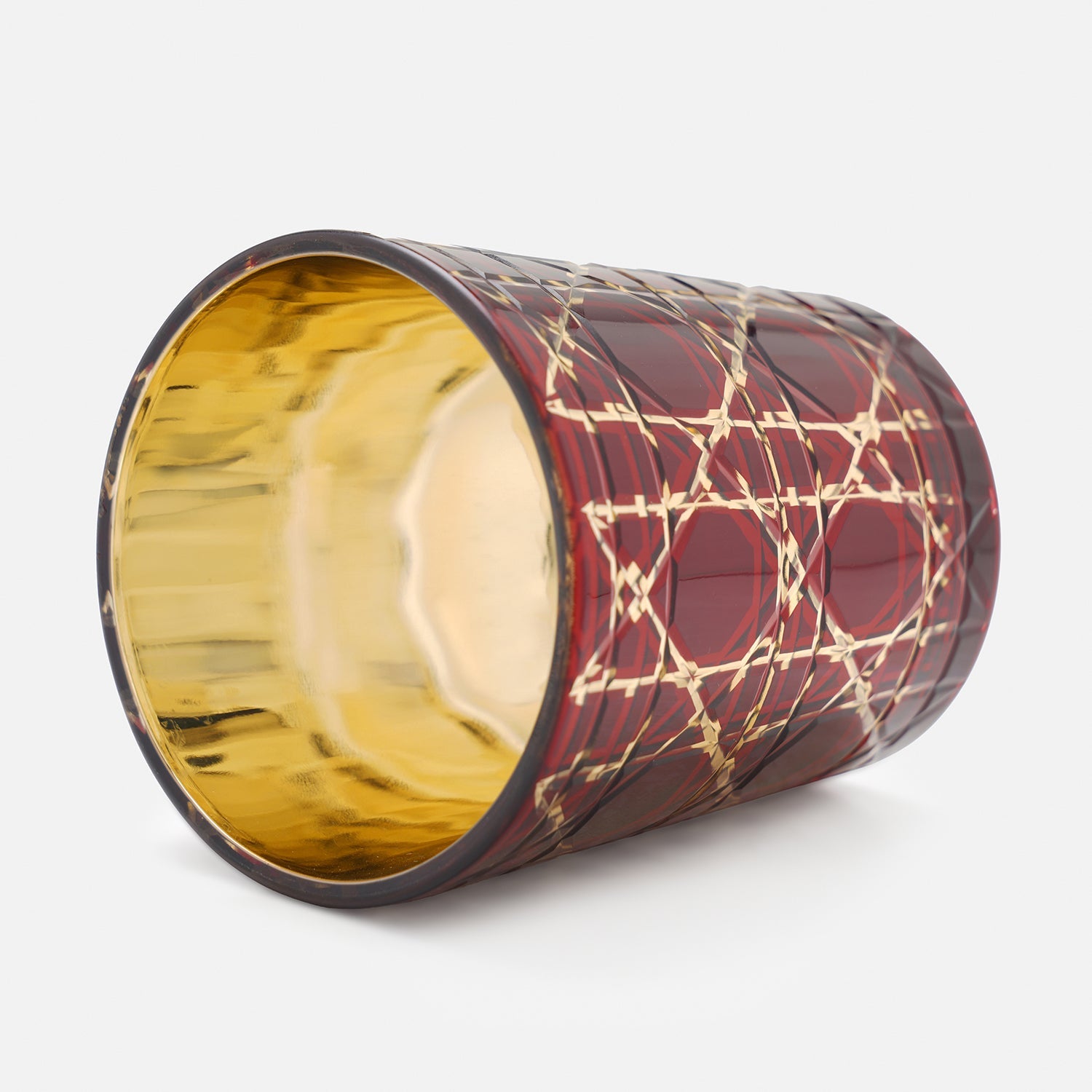 Set of 4 Red and Gold Cut Votives