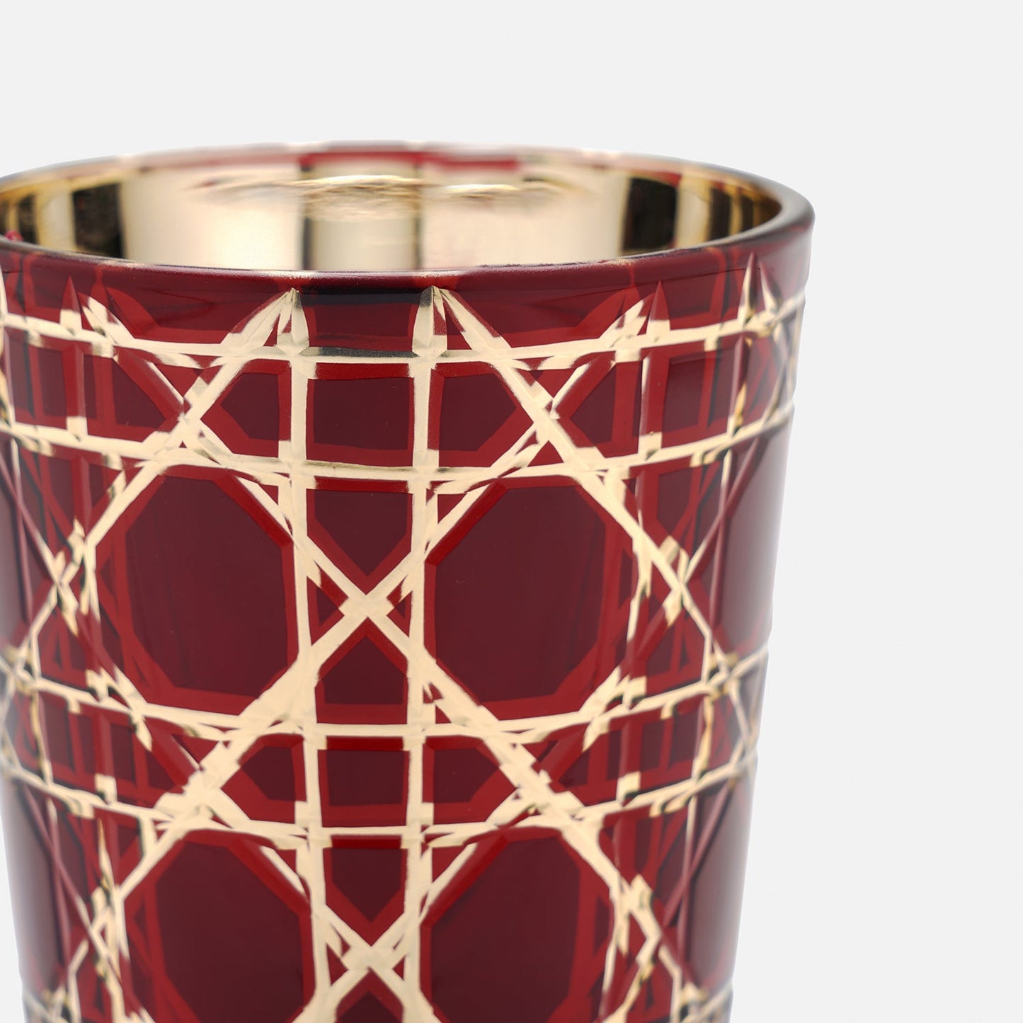 Set of 4 Red and Gold Cut Votives