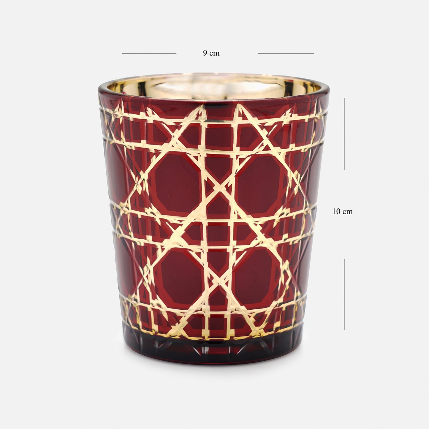 Set of 4 Red and Gold Cut Votives