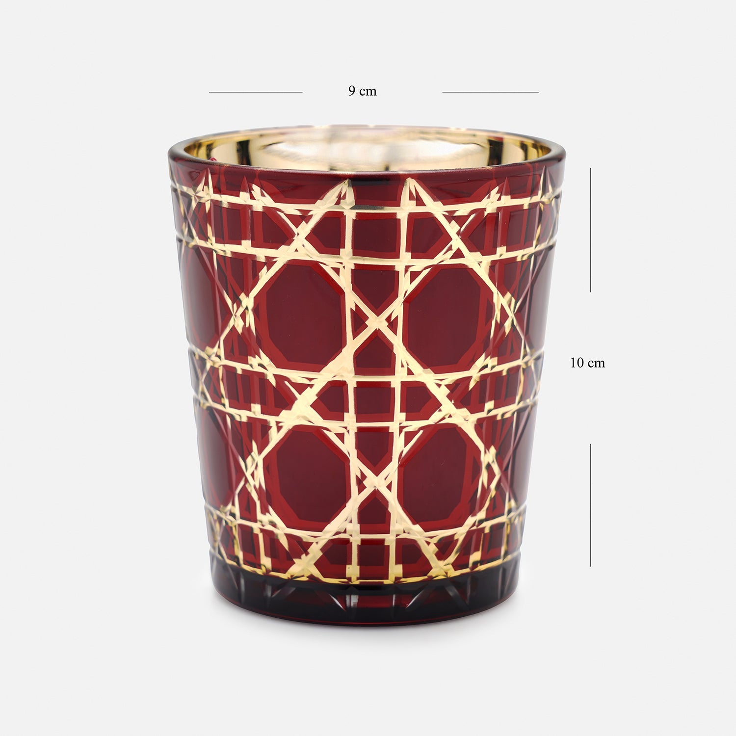 Set of 4 Red and Gold Cut Votives