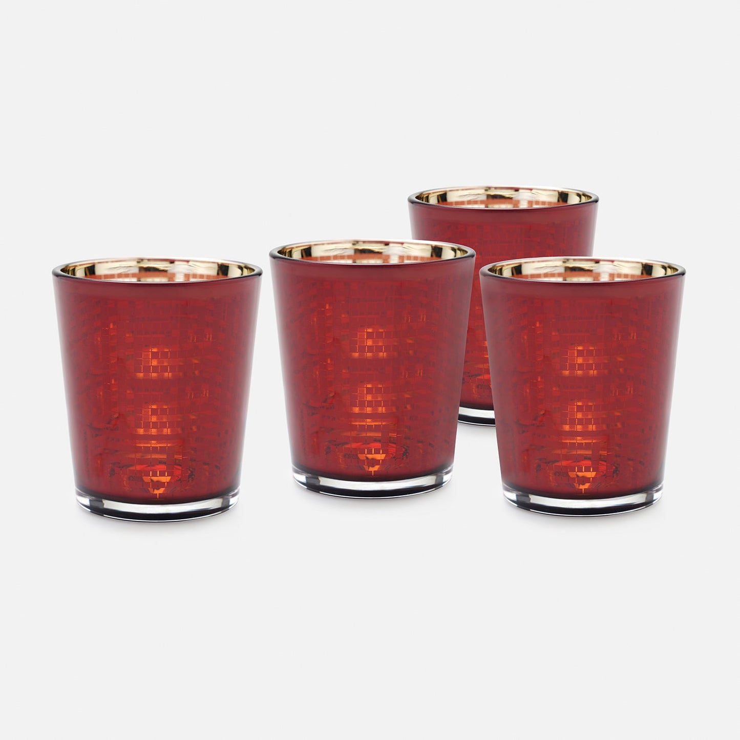 Set of 4 Red Pattern Votives