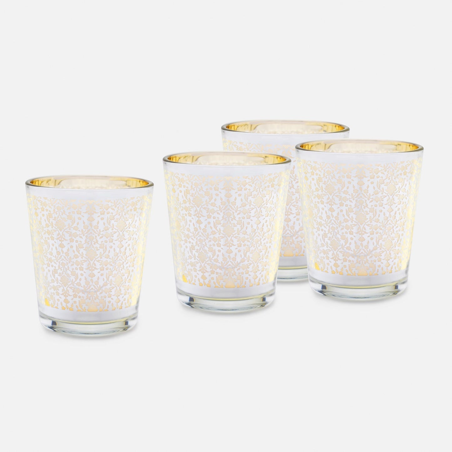 Set of 4 Silver Pattern Votives