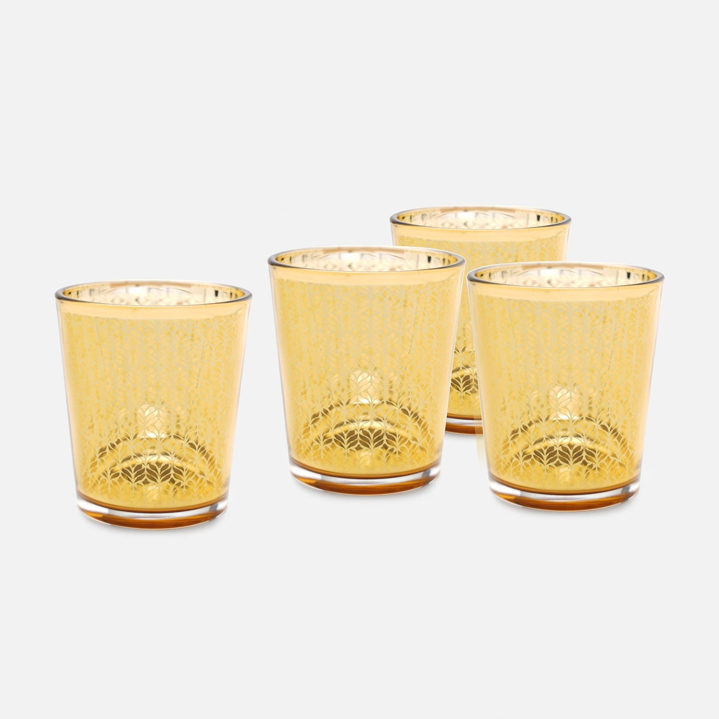 Set of 4 Gold Pattern Votives