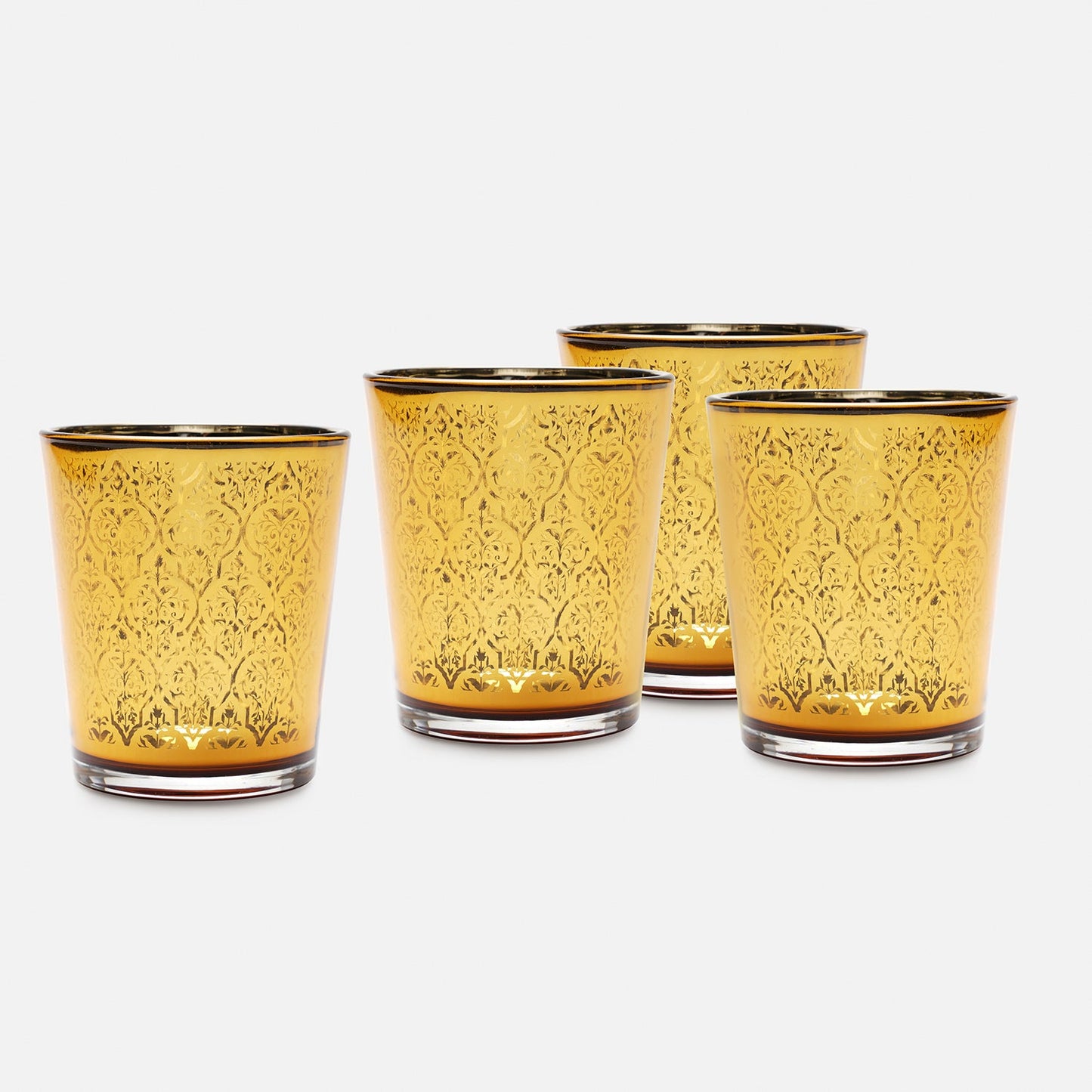 Set of 4 Gold Pattern Votives