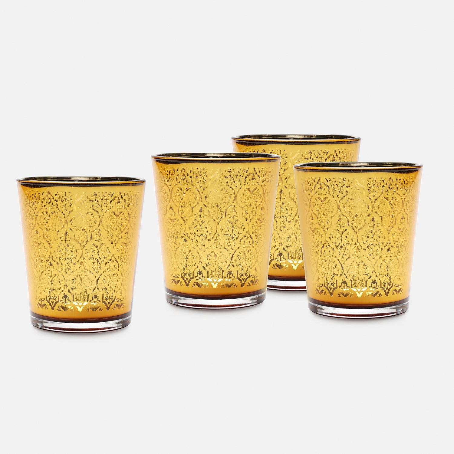 Set of 4 Gold Pattern Votives