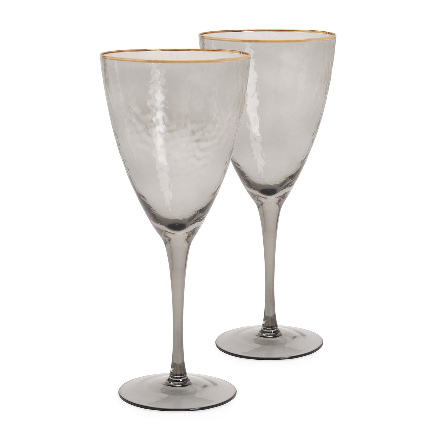Set of 2 Grey Hammered Wine Glasses