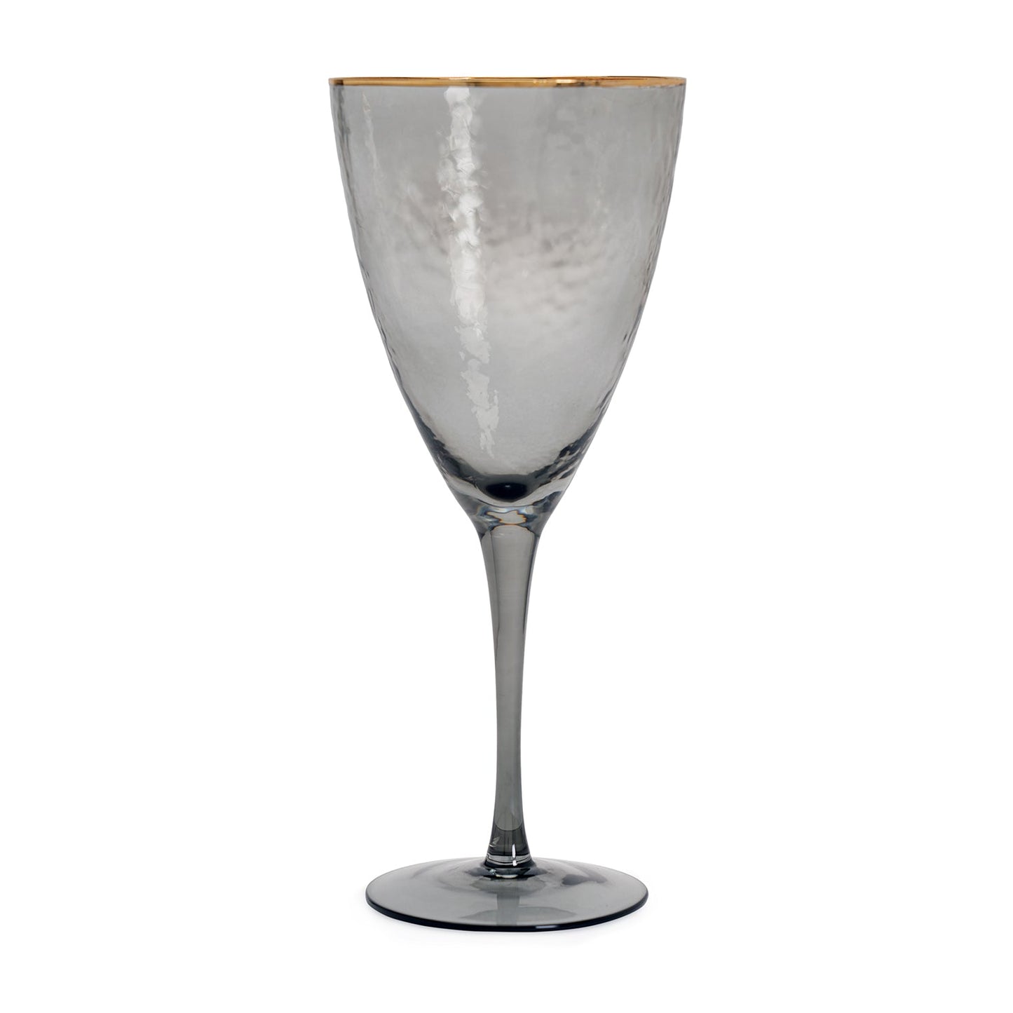 Set of 2 Grey Hammered Wine Glasses