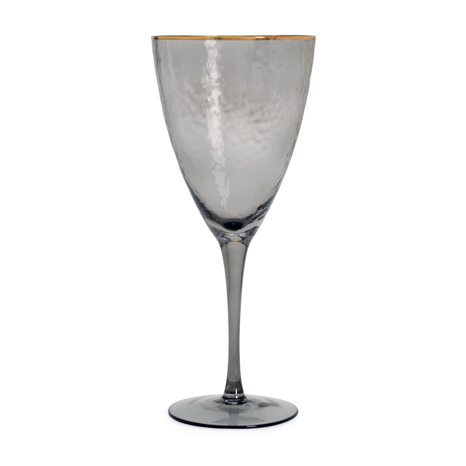 Set of 2 Grey Hammered Wine Glasses