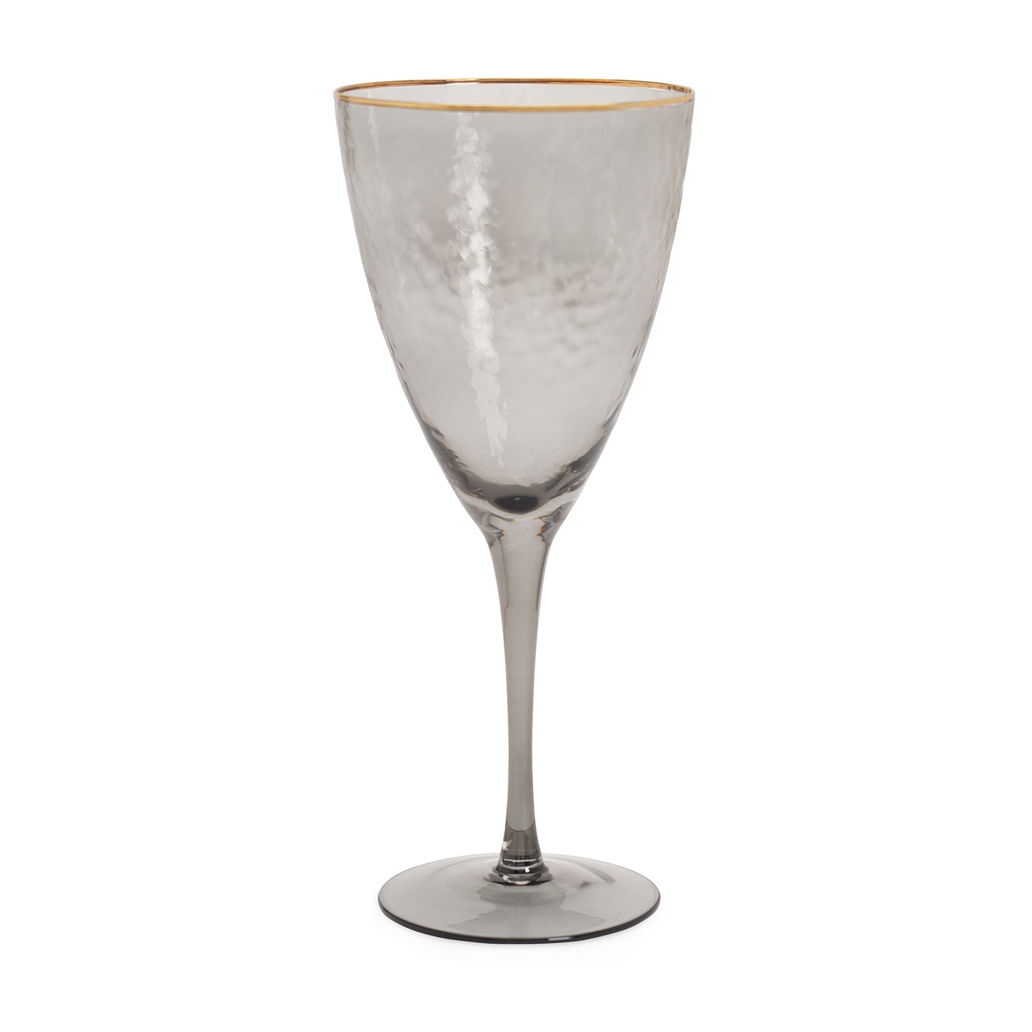 Set of 2 Grey Hammered Wine Glasses