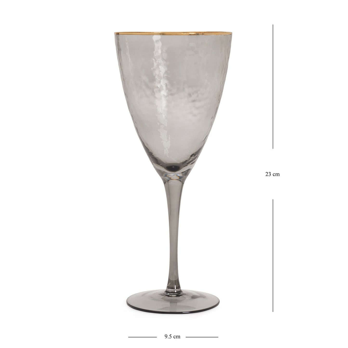 Set of 2 Grey Hammered Wine Glasses