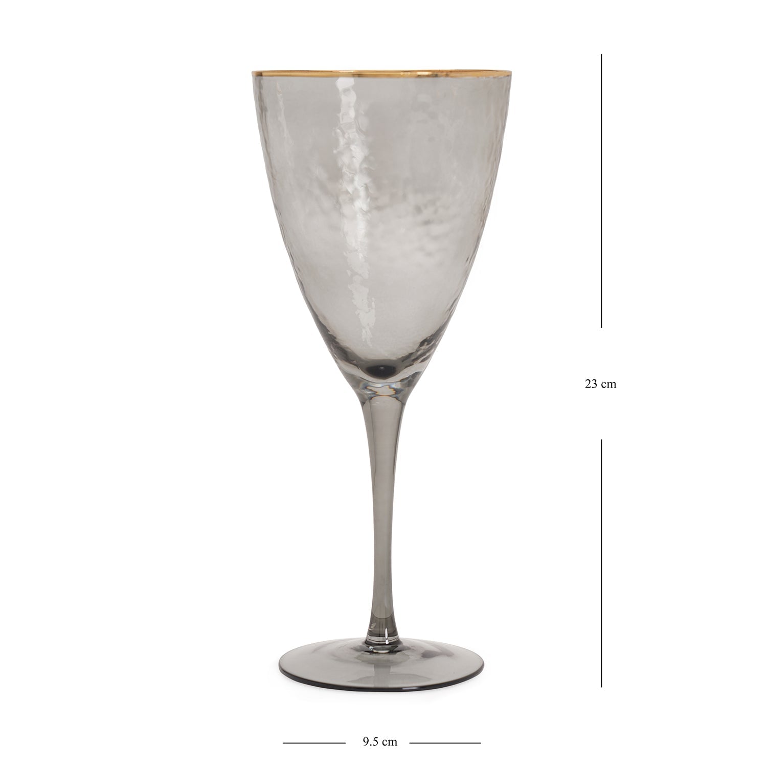 Set of 2 Grey Hammered Wine Glasses