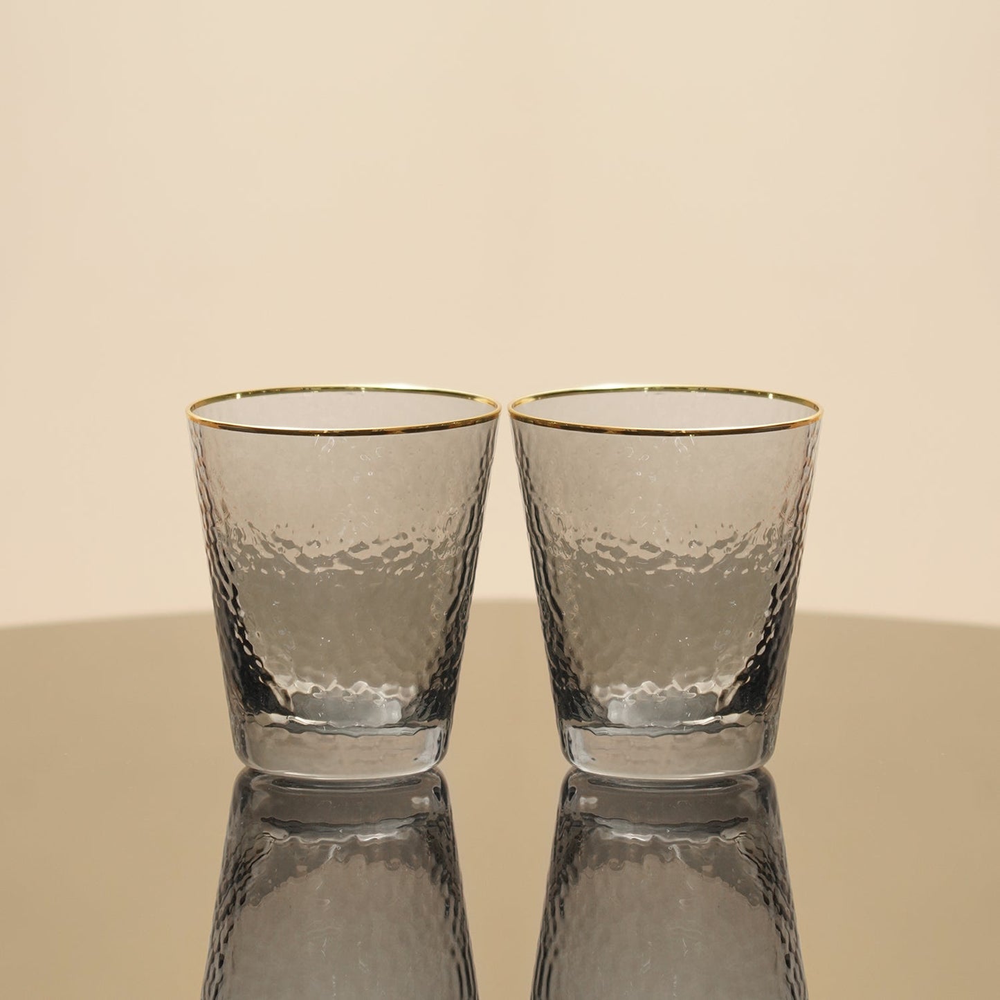 Set of 2 Grey Hammered Drinking Glasses