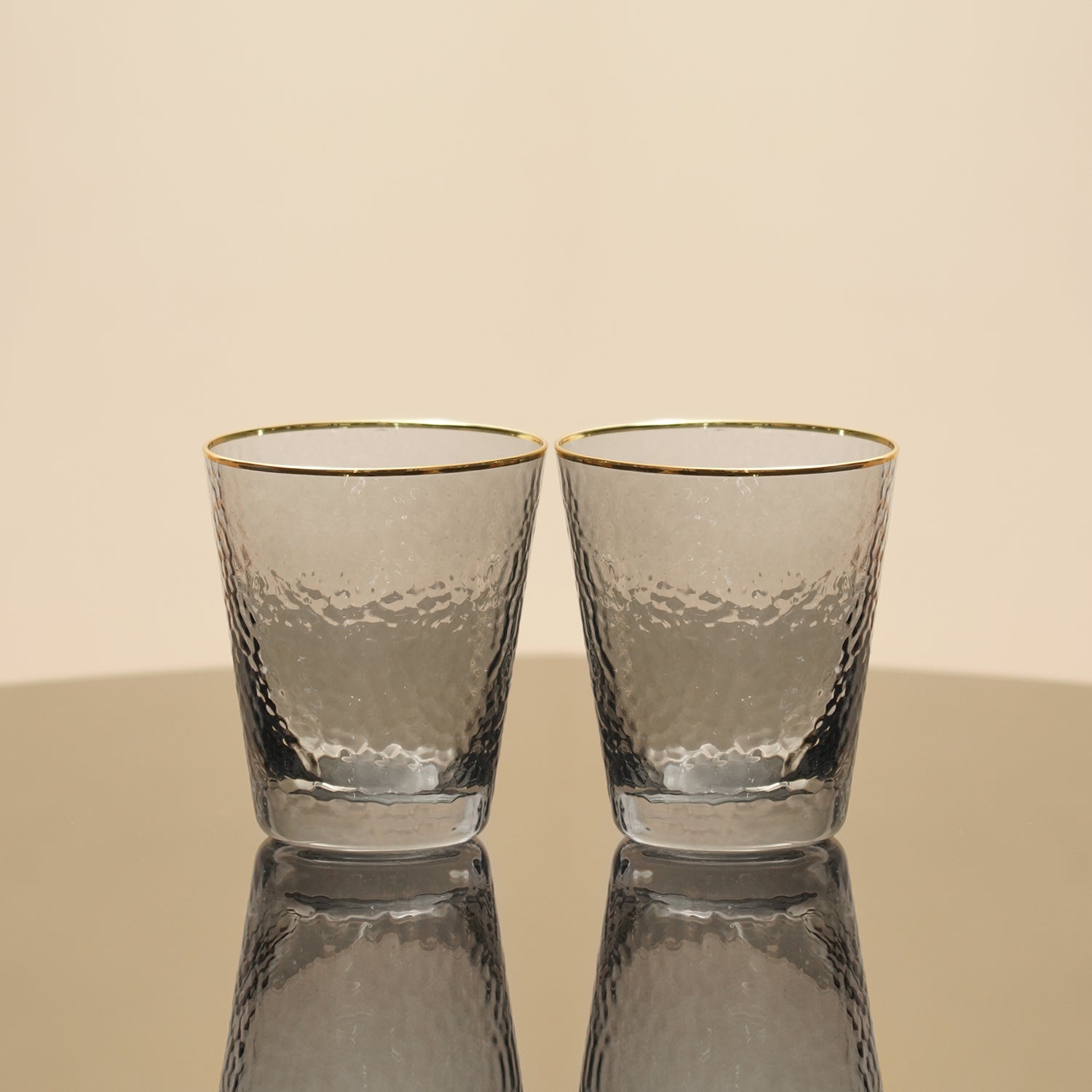 Set of 2 Grey Hammered Drinking Glasses