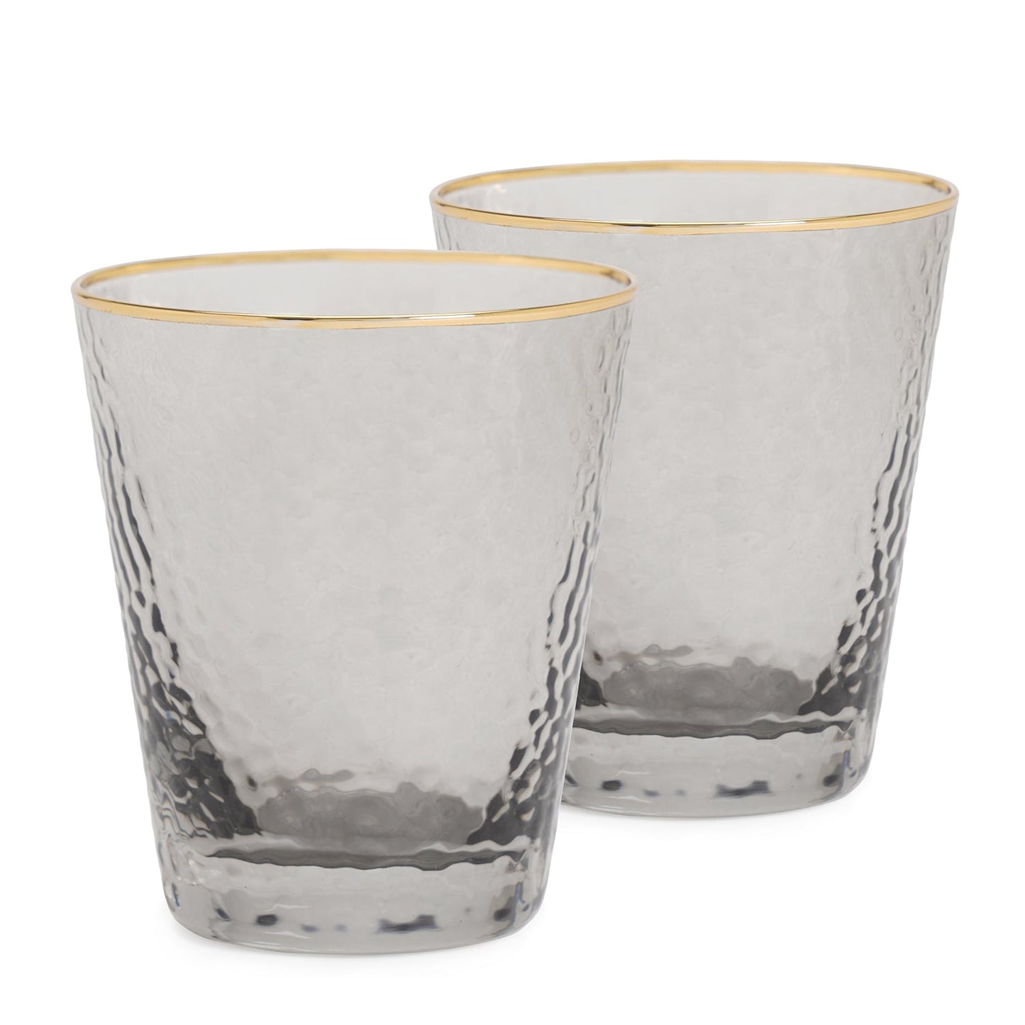 Set of 2 Grey Hammered Drinking Glasses