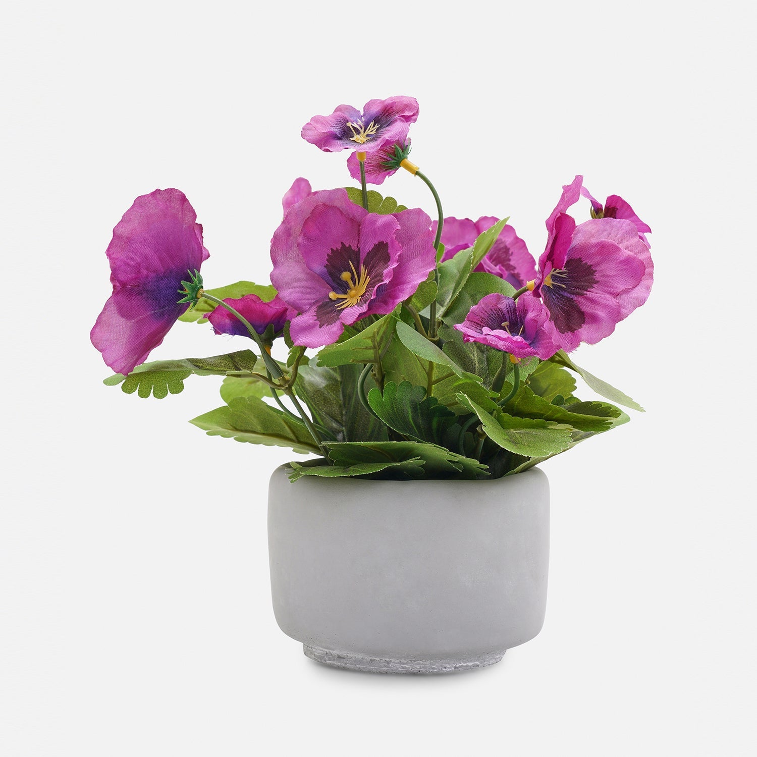 Purple Artificial Pansy Plant with Cement Pot