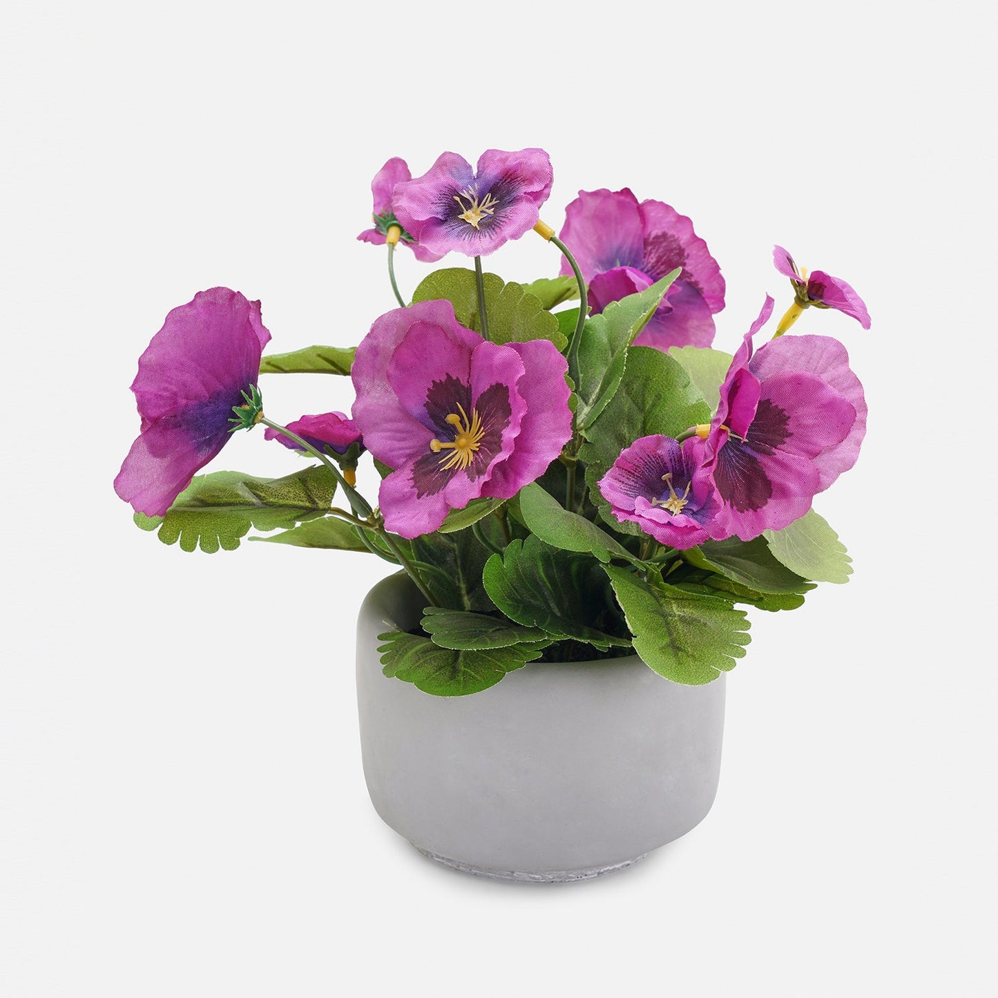 Purple Artificial Pansy Plant with Cement Pot