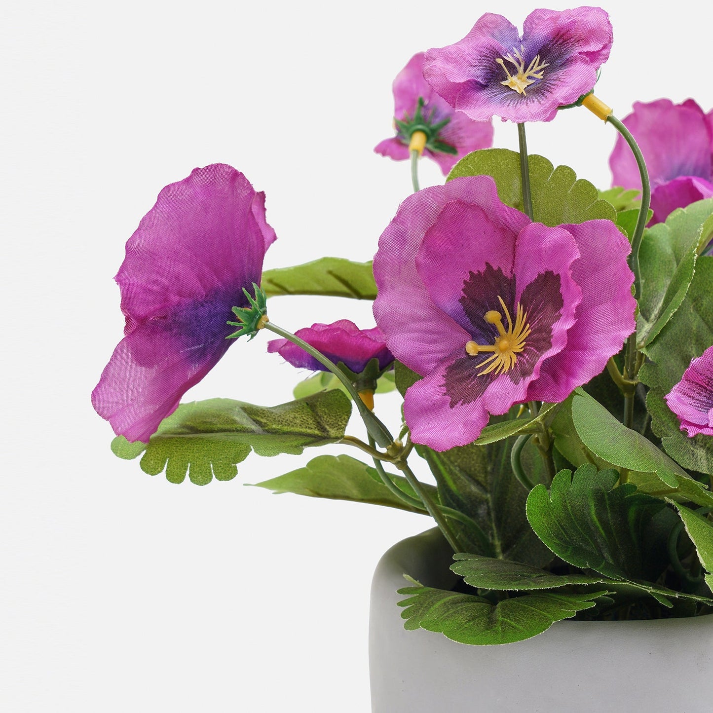 Purple Artificial Pansy Plant with Cement Pot