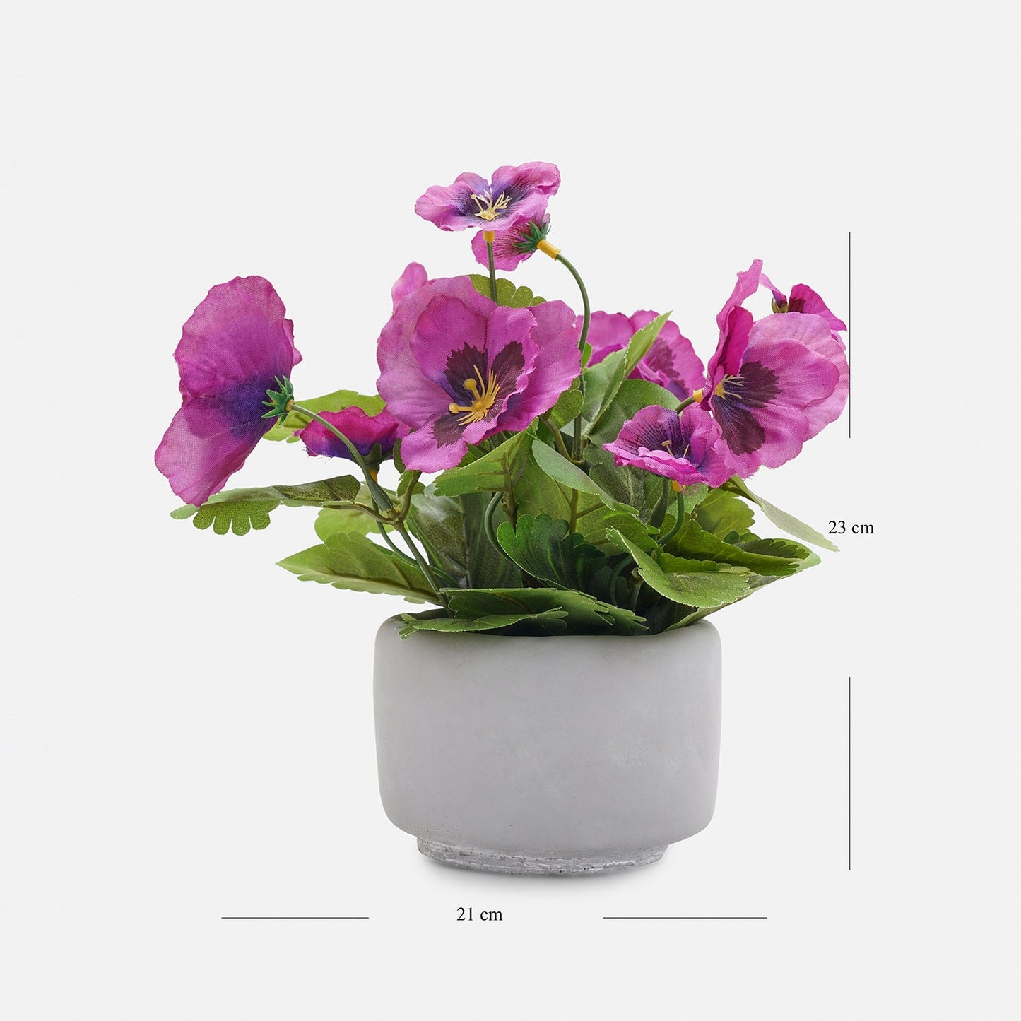 Purple Artificial Pansy Plant with Cement Pot