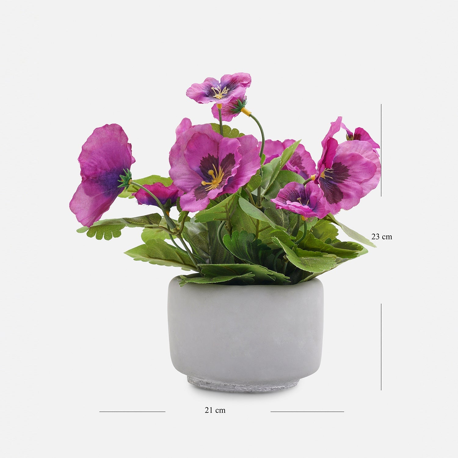 Purple Artificial Pansy Plant with Cement Pot