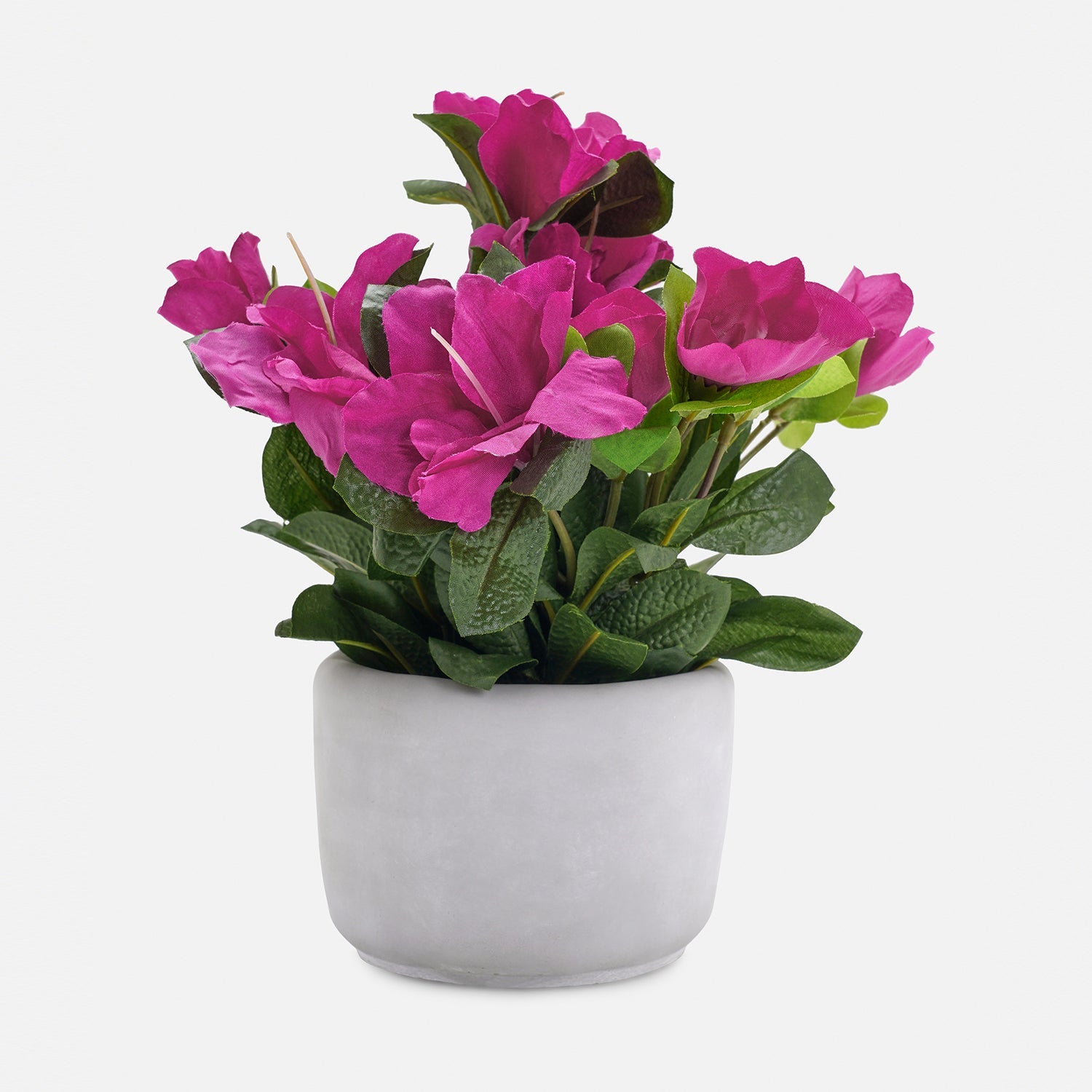 Pink Artificial Azalea Plant with Cement Pot