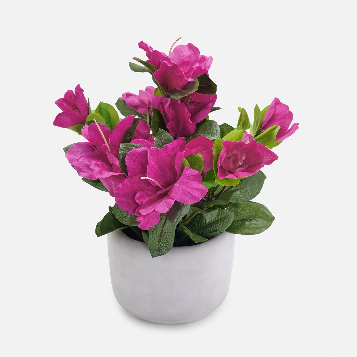 Pink Artificial Azalea Plant with Cement Pot