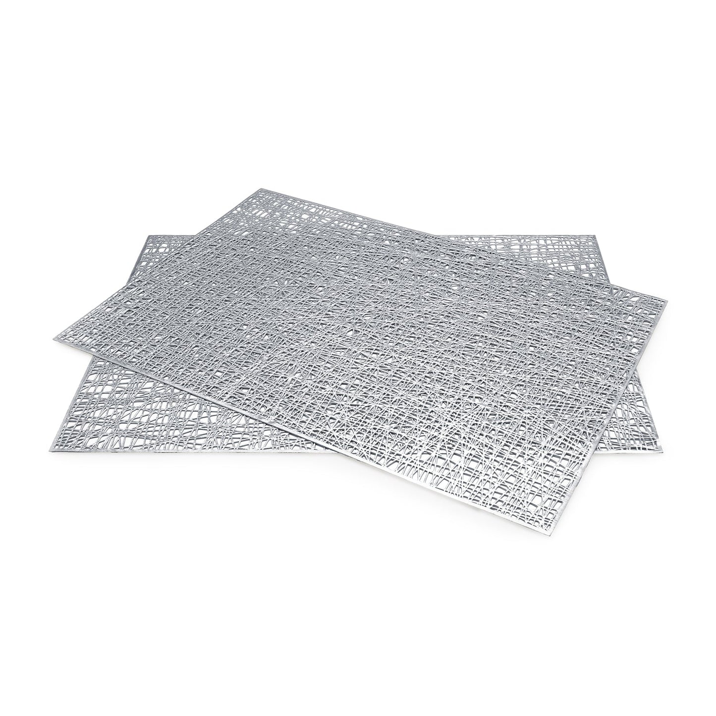 Set of 2 Silver Metallic PVC Placemats