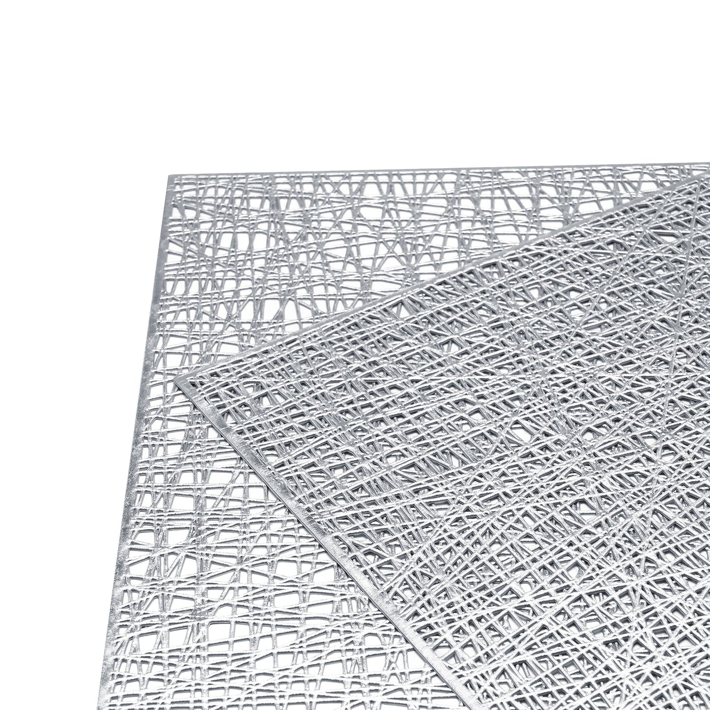 Set of 2 Silver Metallic PVC Placemats