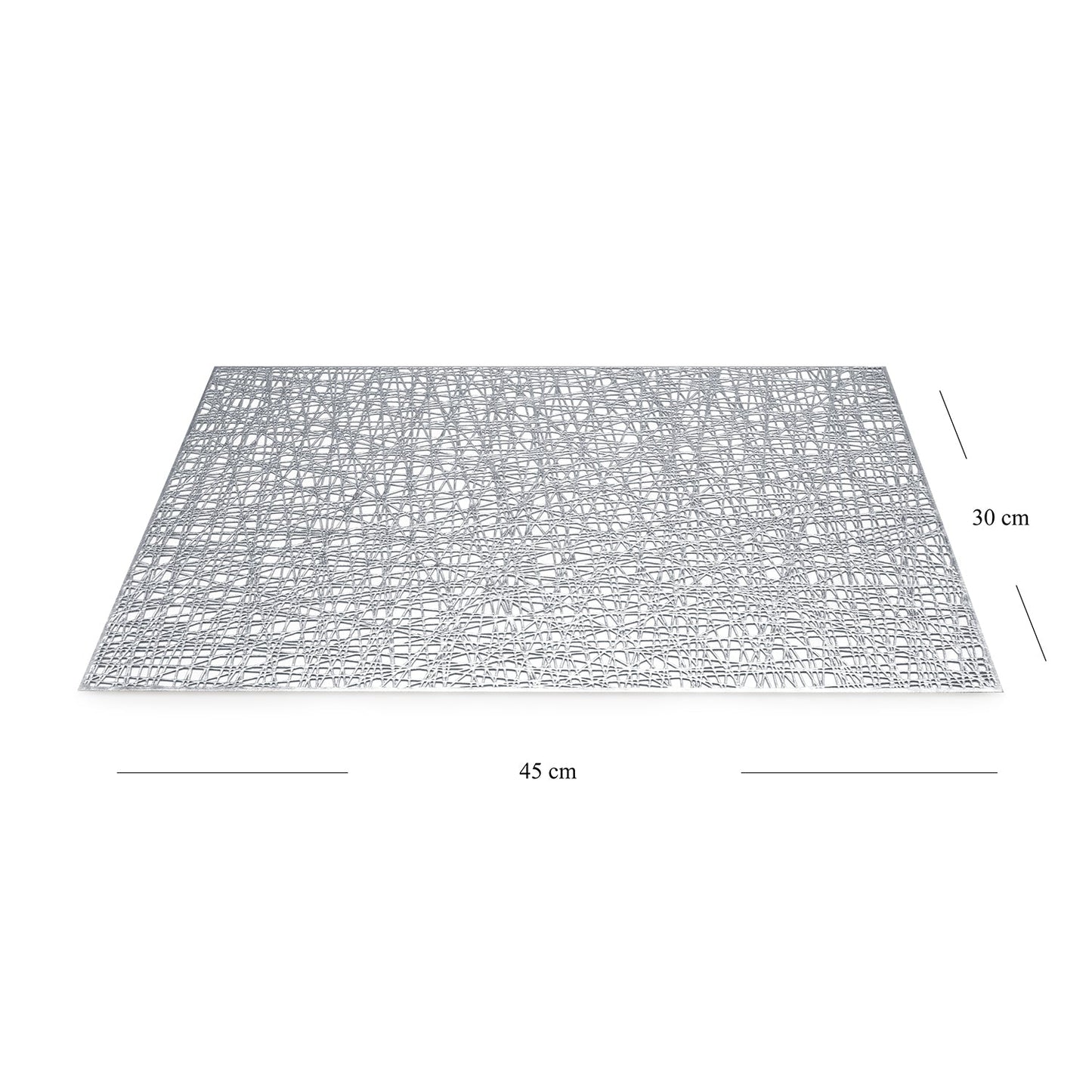 Set of 2 Silver Metallic PVC Placemats