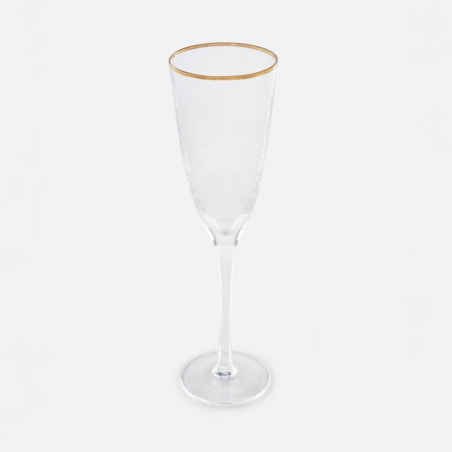 Set of 2 Clear Hammered Flute Glasses