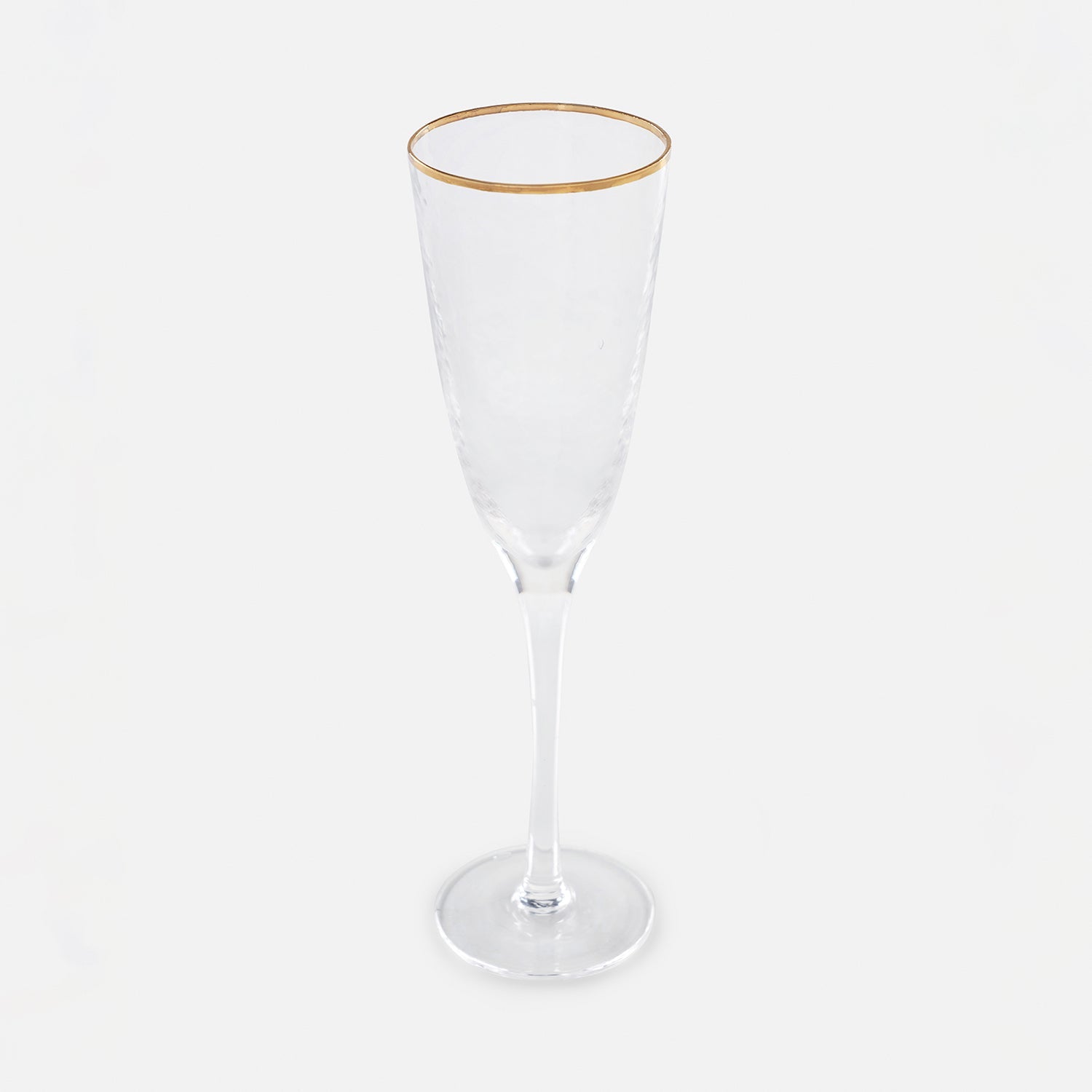 Set of 2 Clear Hammered Flute Glasses