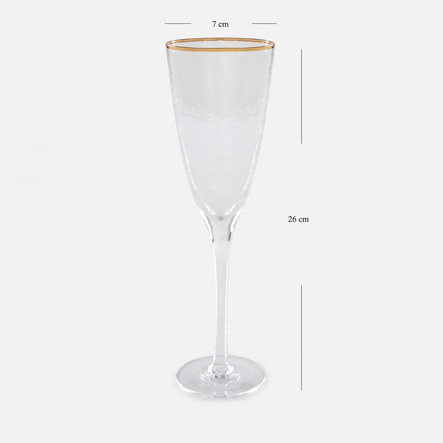 Set of 2 Clear Hammered Flute Glasses