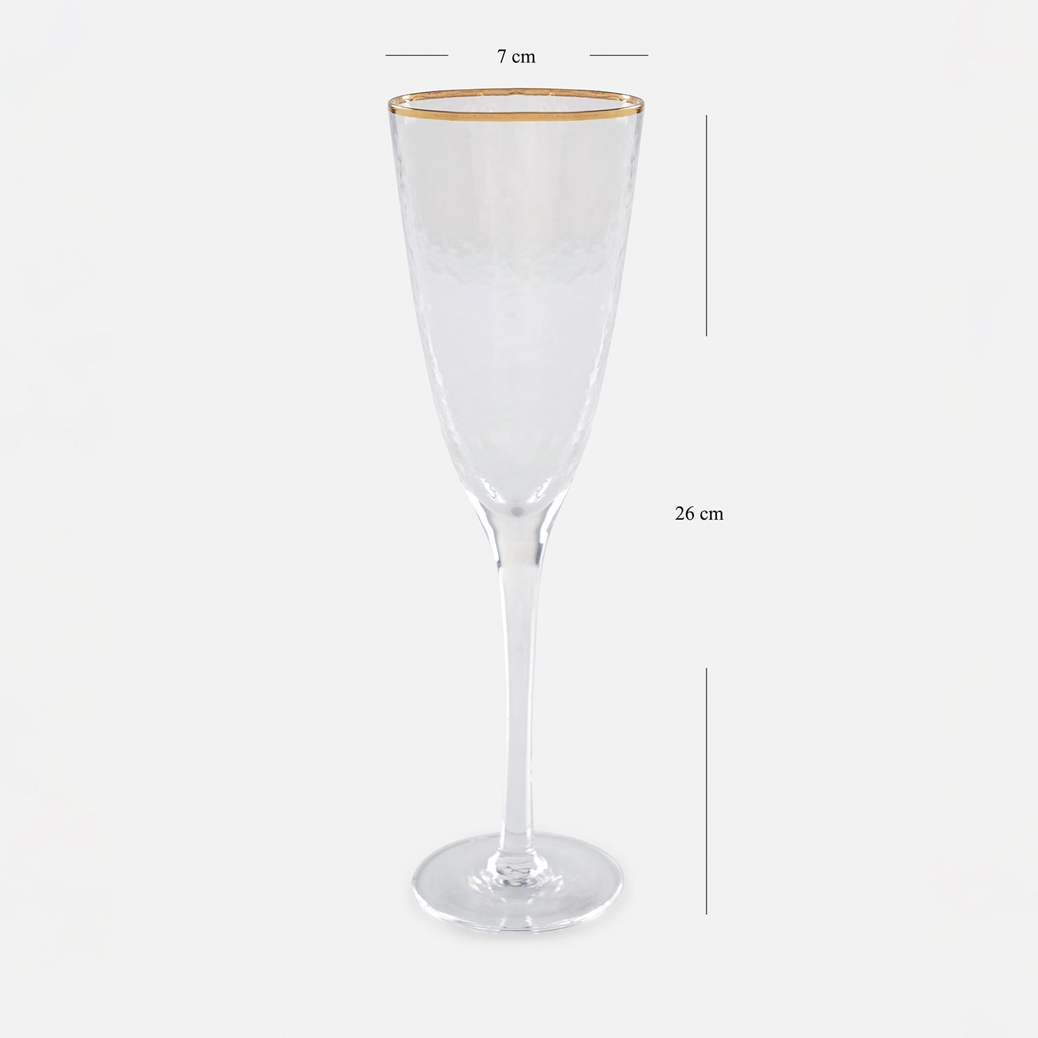 Set of 2 Clear Hammered Flute Glasses