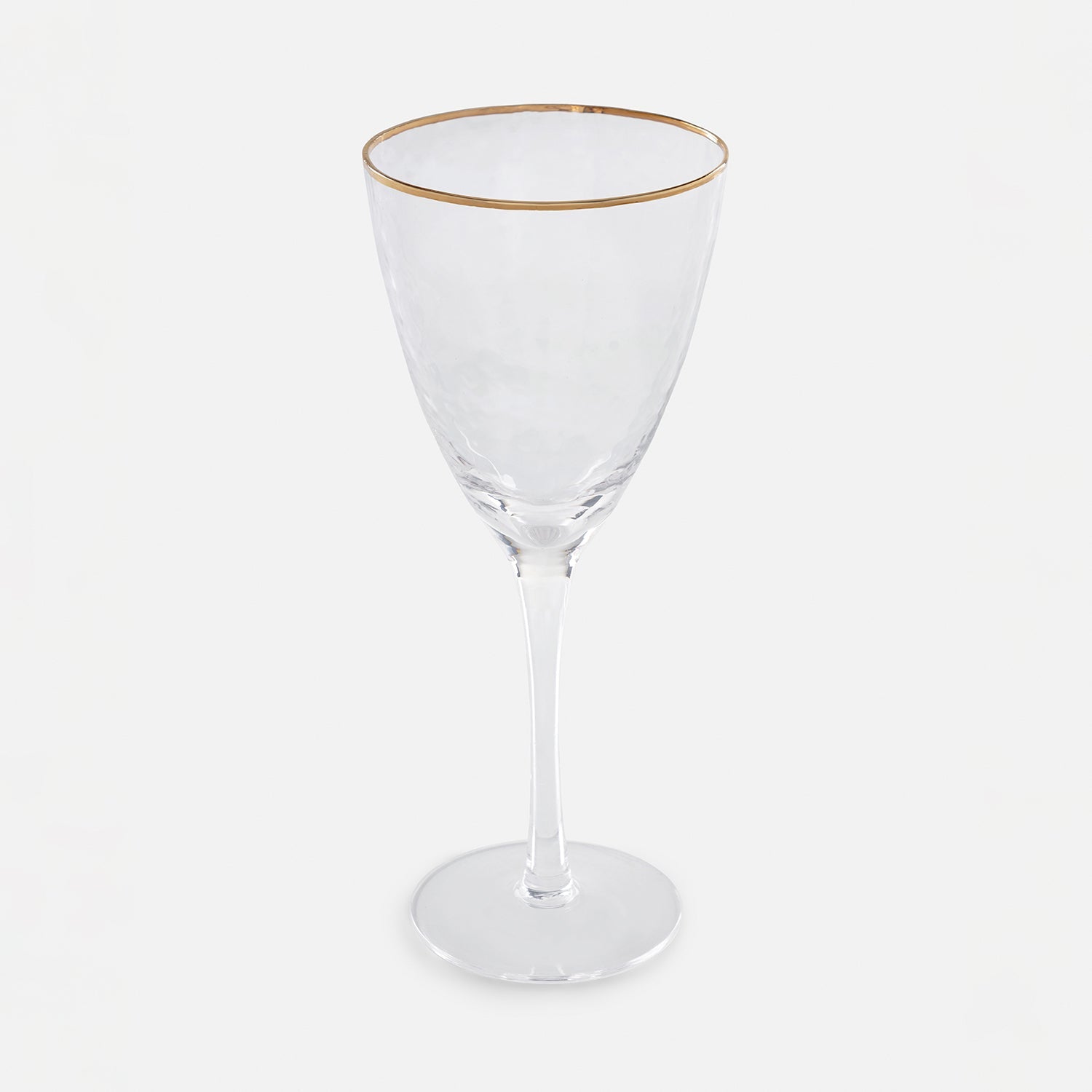 Set of 2 Clear Hammered Wine Glasses