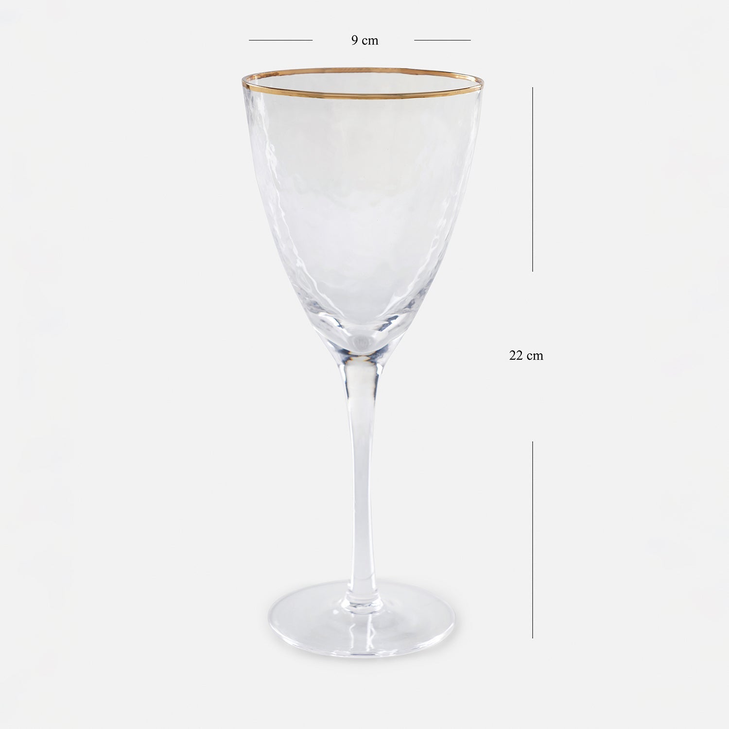 Set of 2 Clear Hammered Wine Glasses