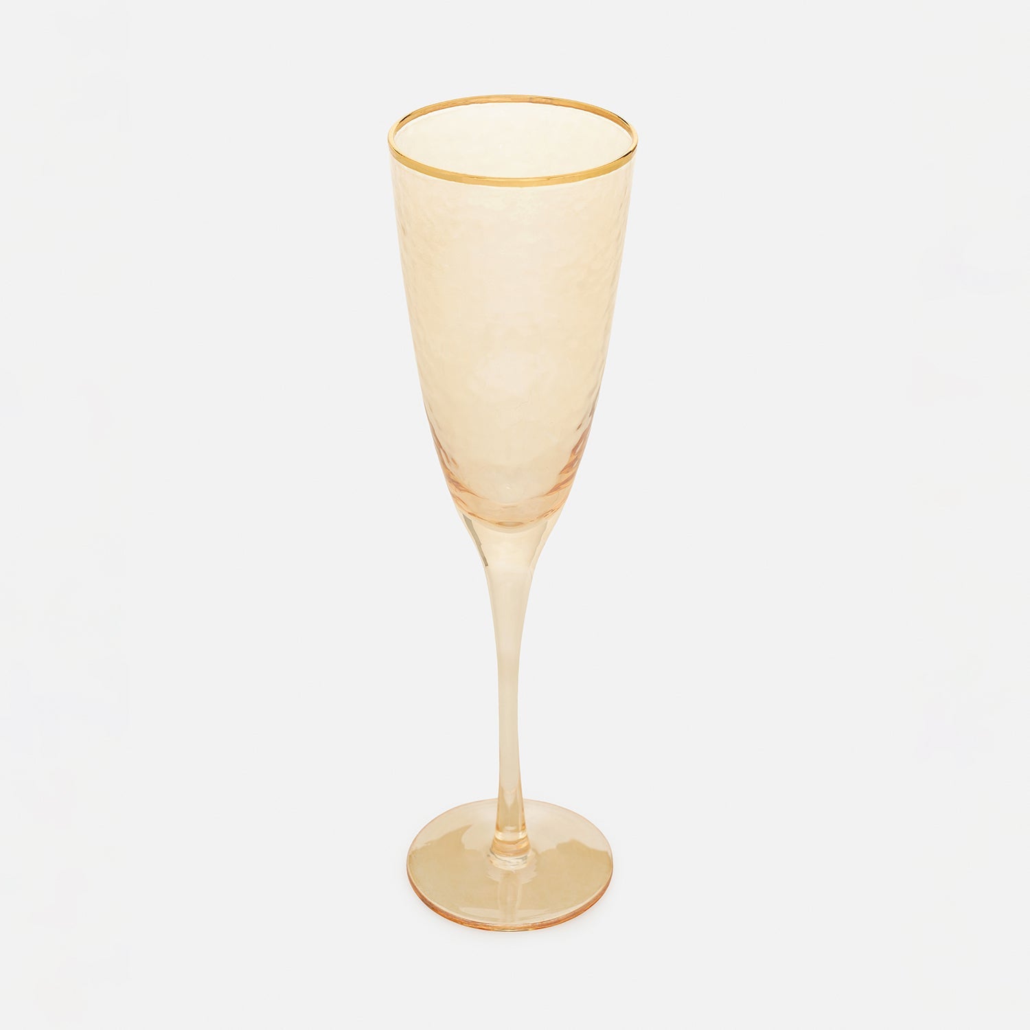 Set of 2 Gold Hammered Flute Glasses