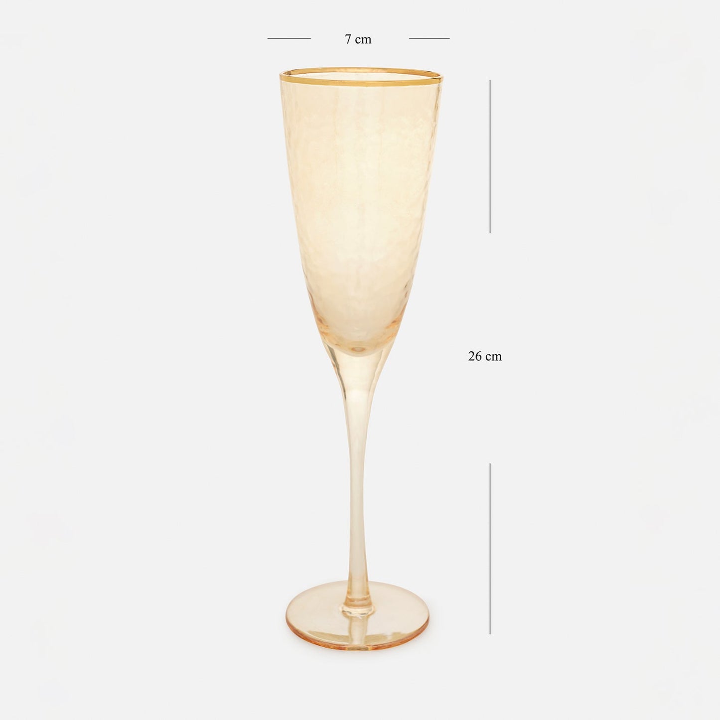 Set of 2 Gold Hammered Flute Glasses