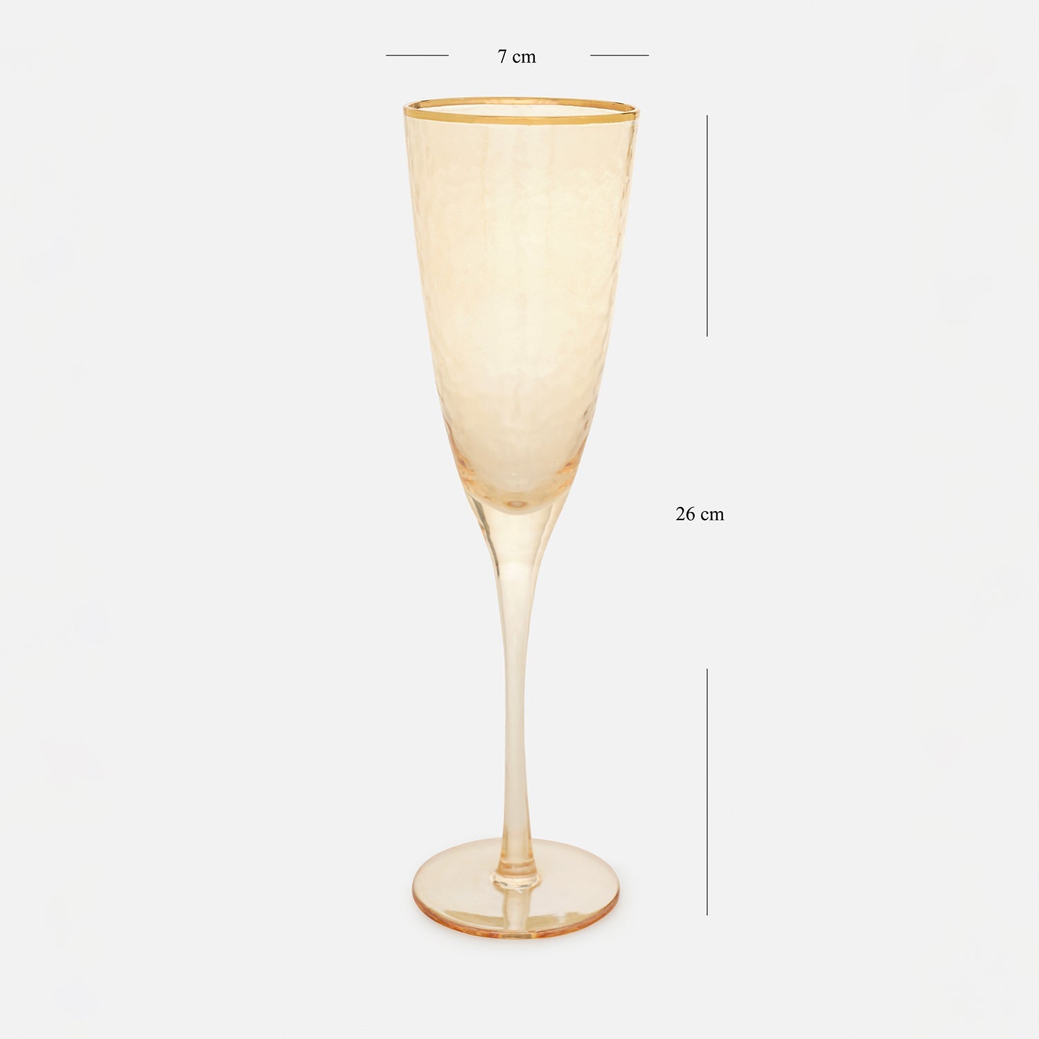 Set of 2 Gold Hammered Flute Glasses