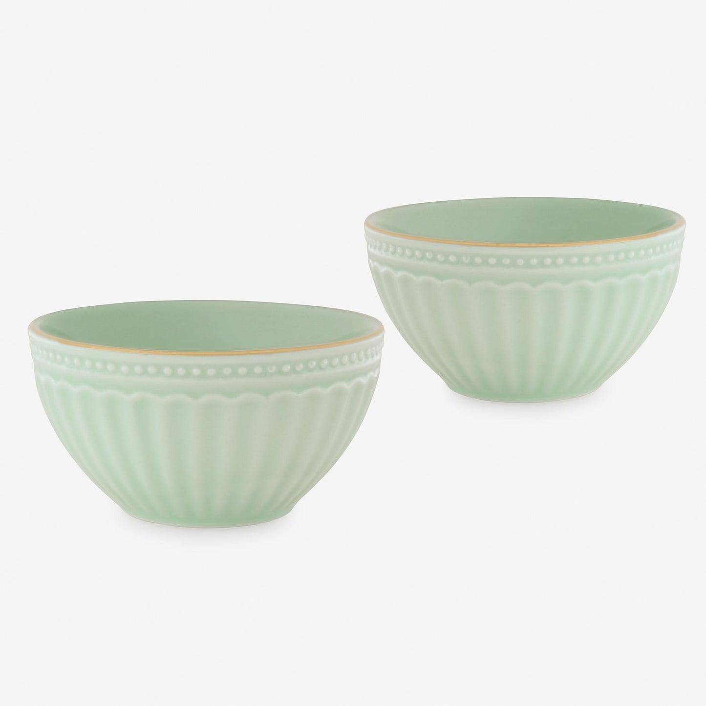 Set of 2 Light Green Ceramic Small Bowls