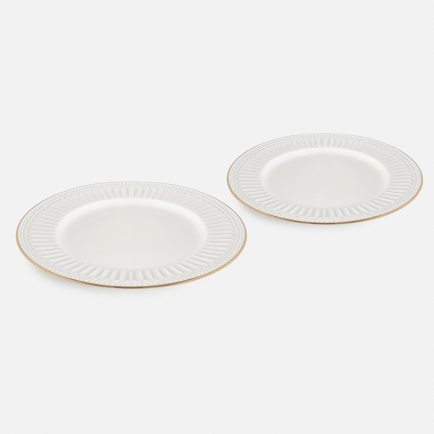 Set of 2 Ivory Ceramic Dinner Plates