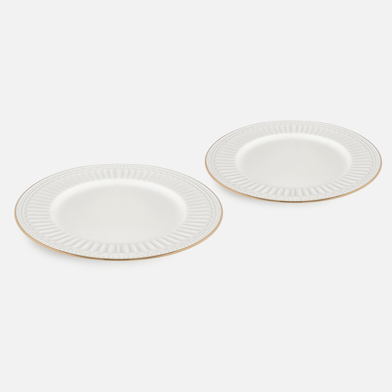 Set of 2 Ivory Ceramic Dinner Plates