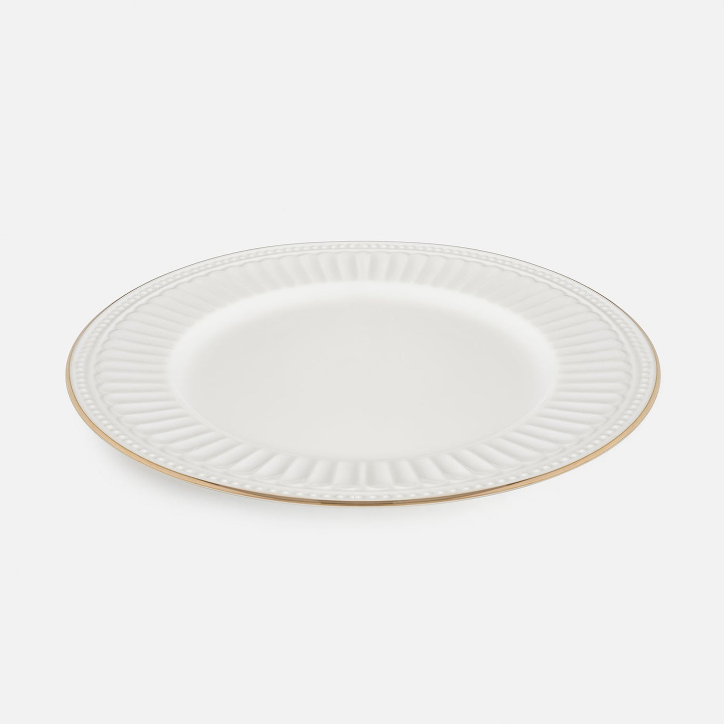 Set of 2 Ivory Ceramic Dinner Plates