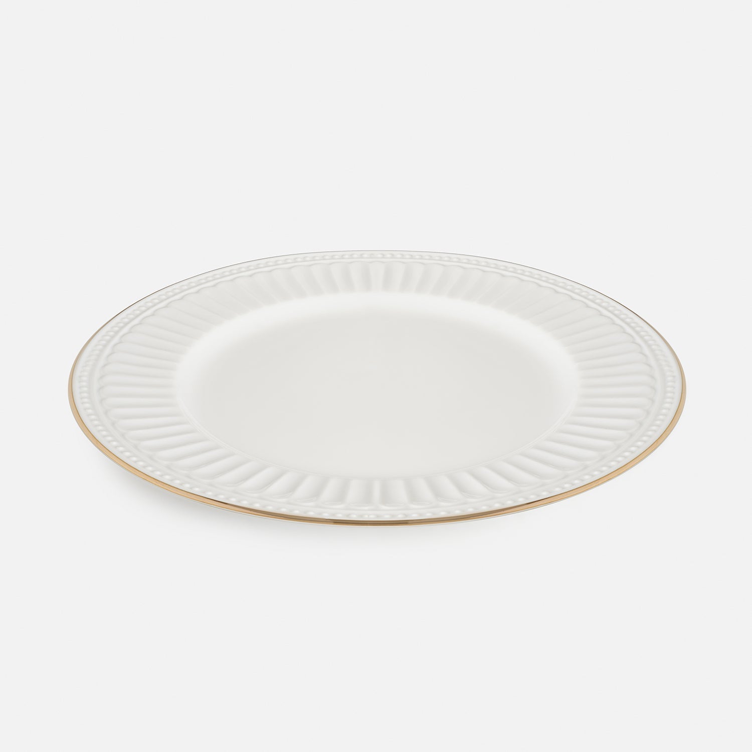 Set of 2 Ivory Ceramic Dinner Plates