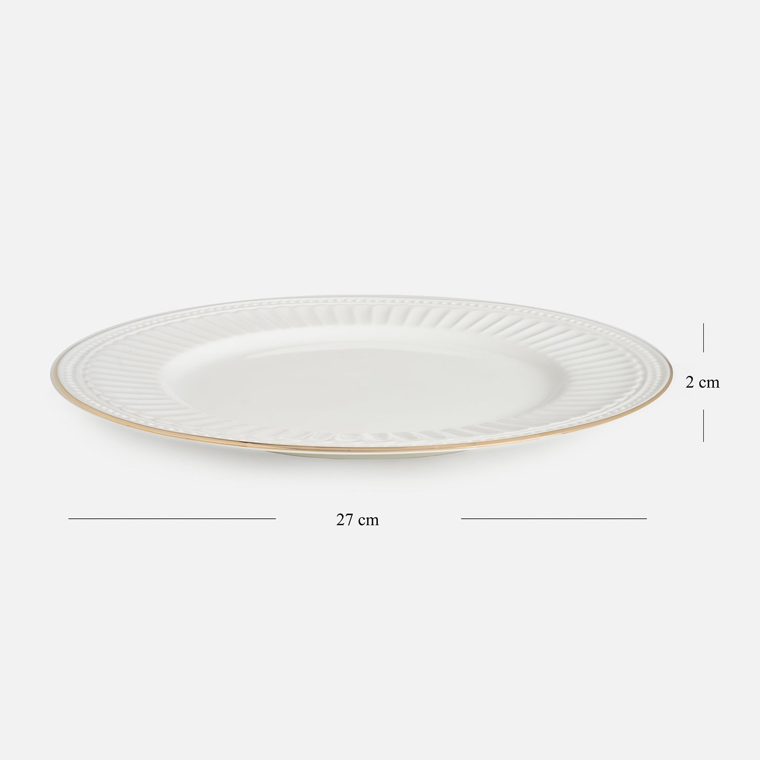 Set of 2 Ivory Ceramic Dinner Plates