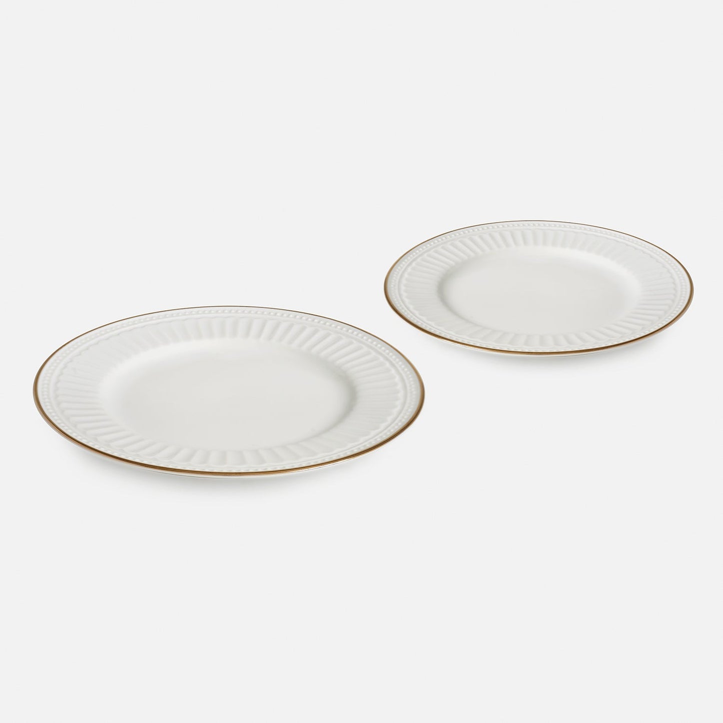 Set of 2 Ivory Ceramic Dessert Plates
