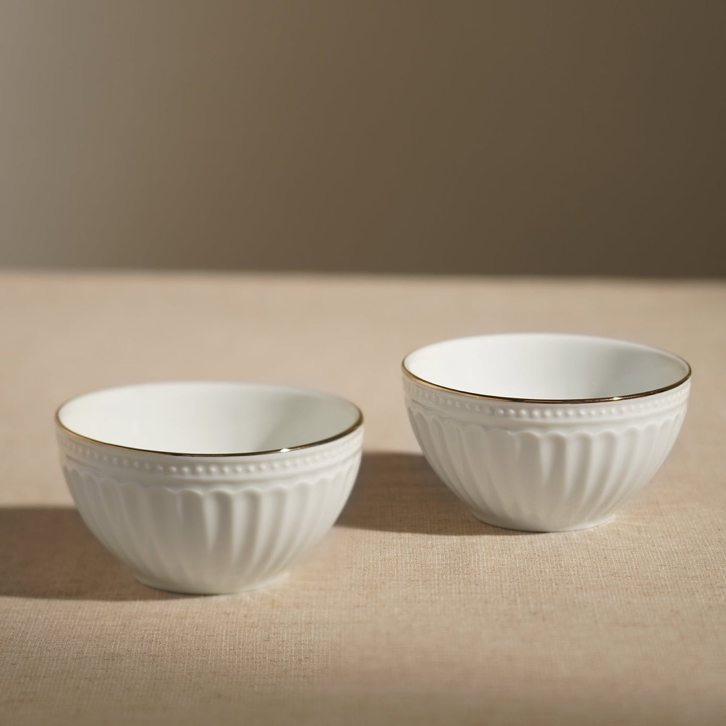 Set of 2 Ivory Ceramic Small Bowls