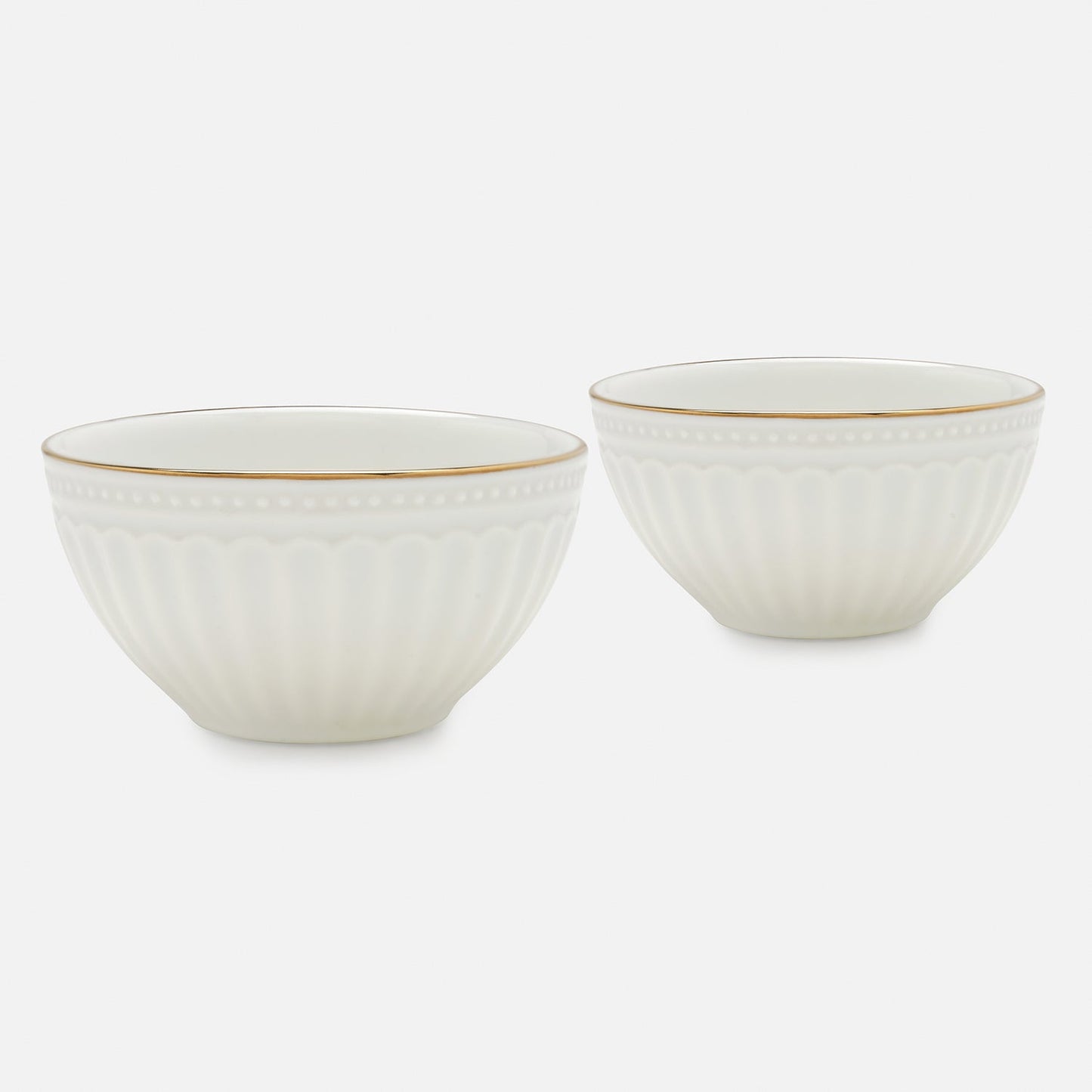 Set of 2 Ivory Ceramic Small Bowls