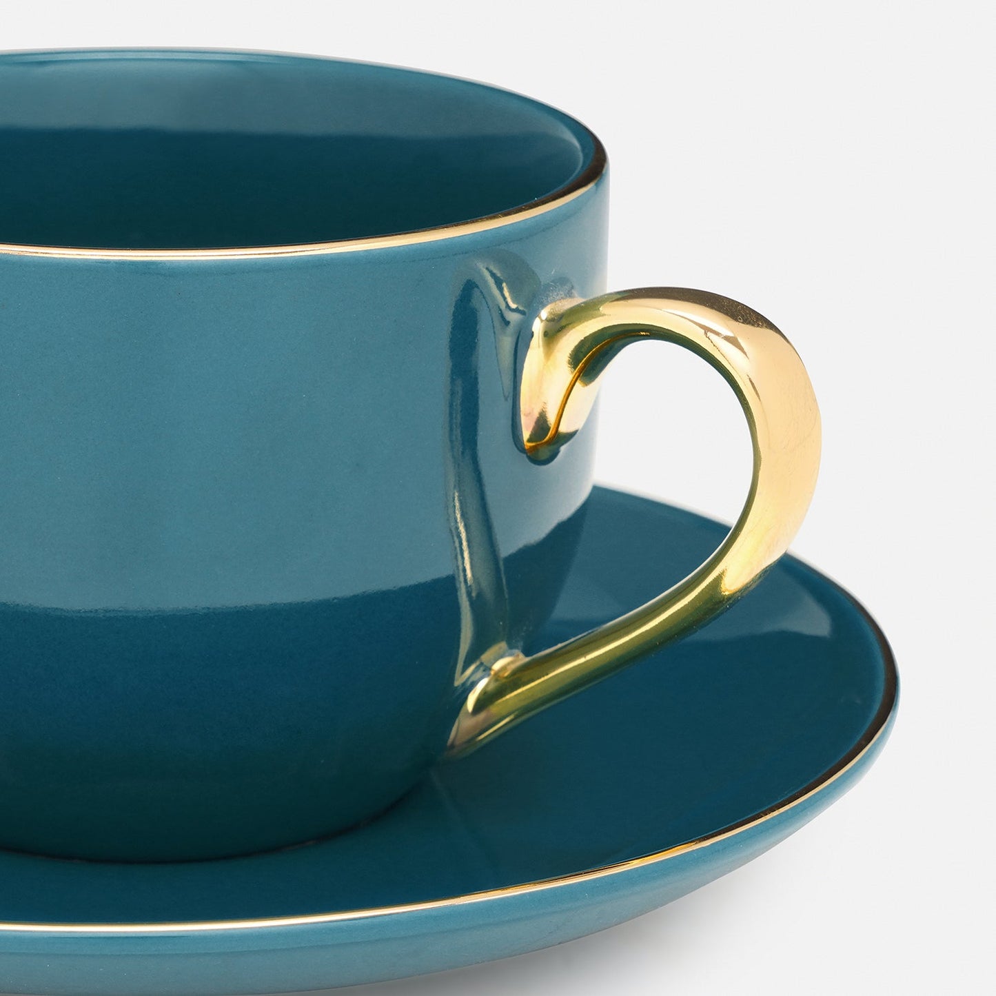 Set of 2 Teal Senorita Tea Cups and Saucers