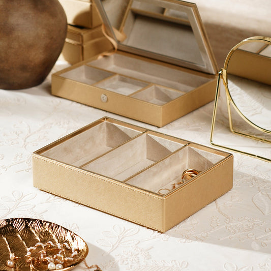 Gold 3 Compartment Faux Leather Organiser